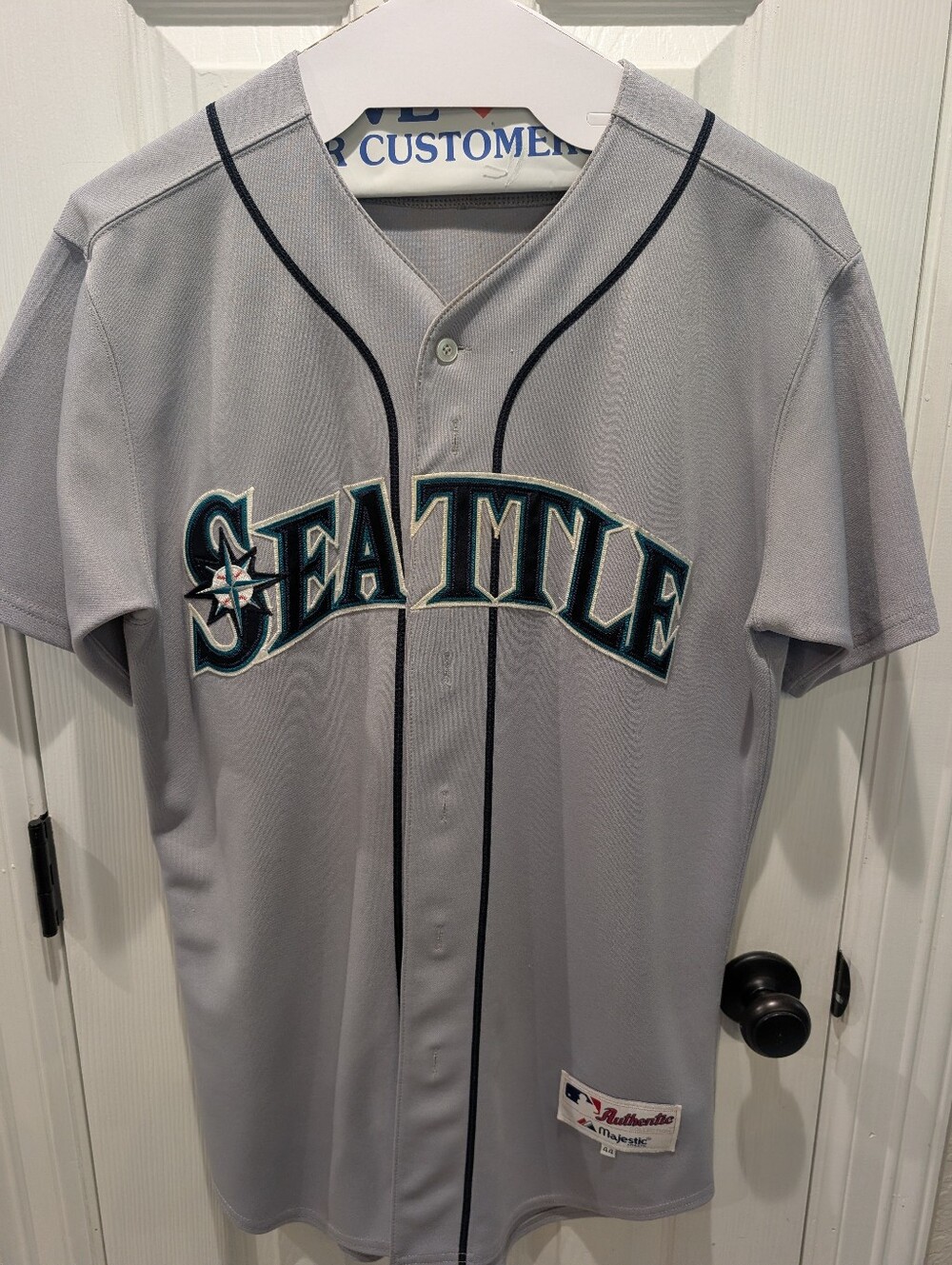 Majestic Seattle Mariners Gray Jersey with Teal & Navy Trim
